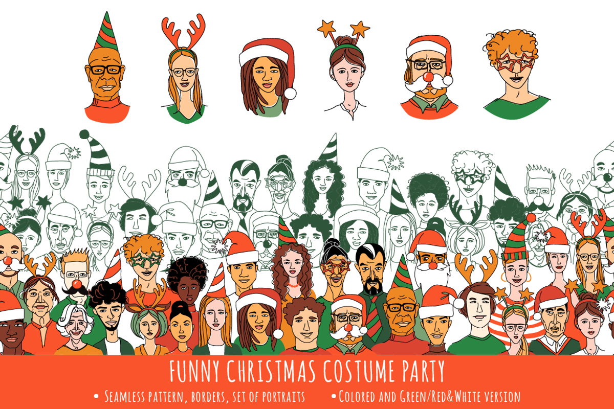 Festive Diverse Portrait Pattern, a Pattern Graphic by VasilkovS (Photo 1 of 6)