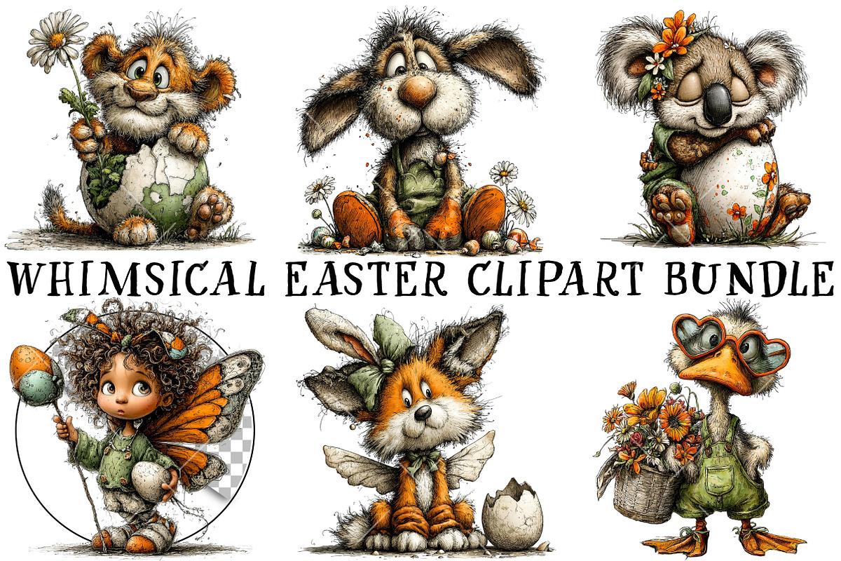 Whimsical Easter Clipart Bundle, an Illustration by OK Design (Photo 2 of 6)