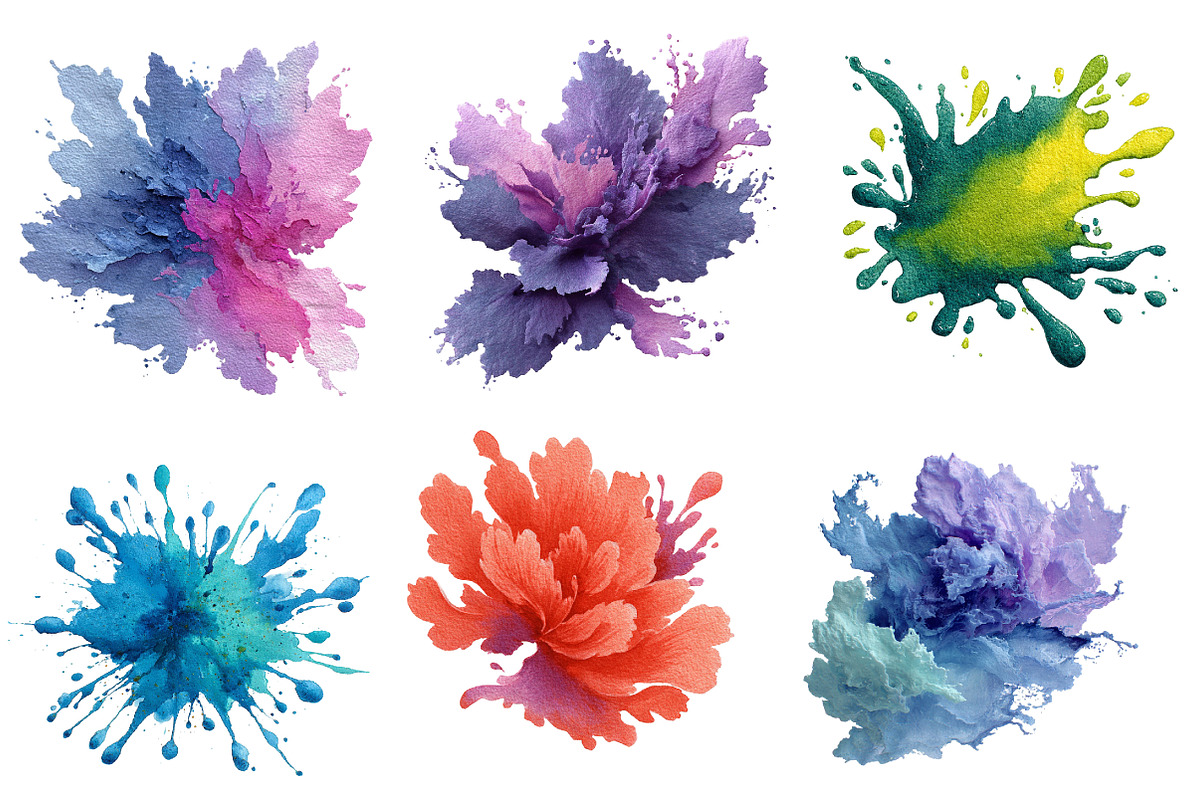 pastel watercolor splash clipart, an Illustration by Designworld (Photo 3 of 5)