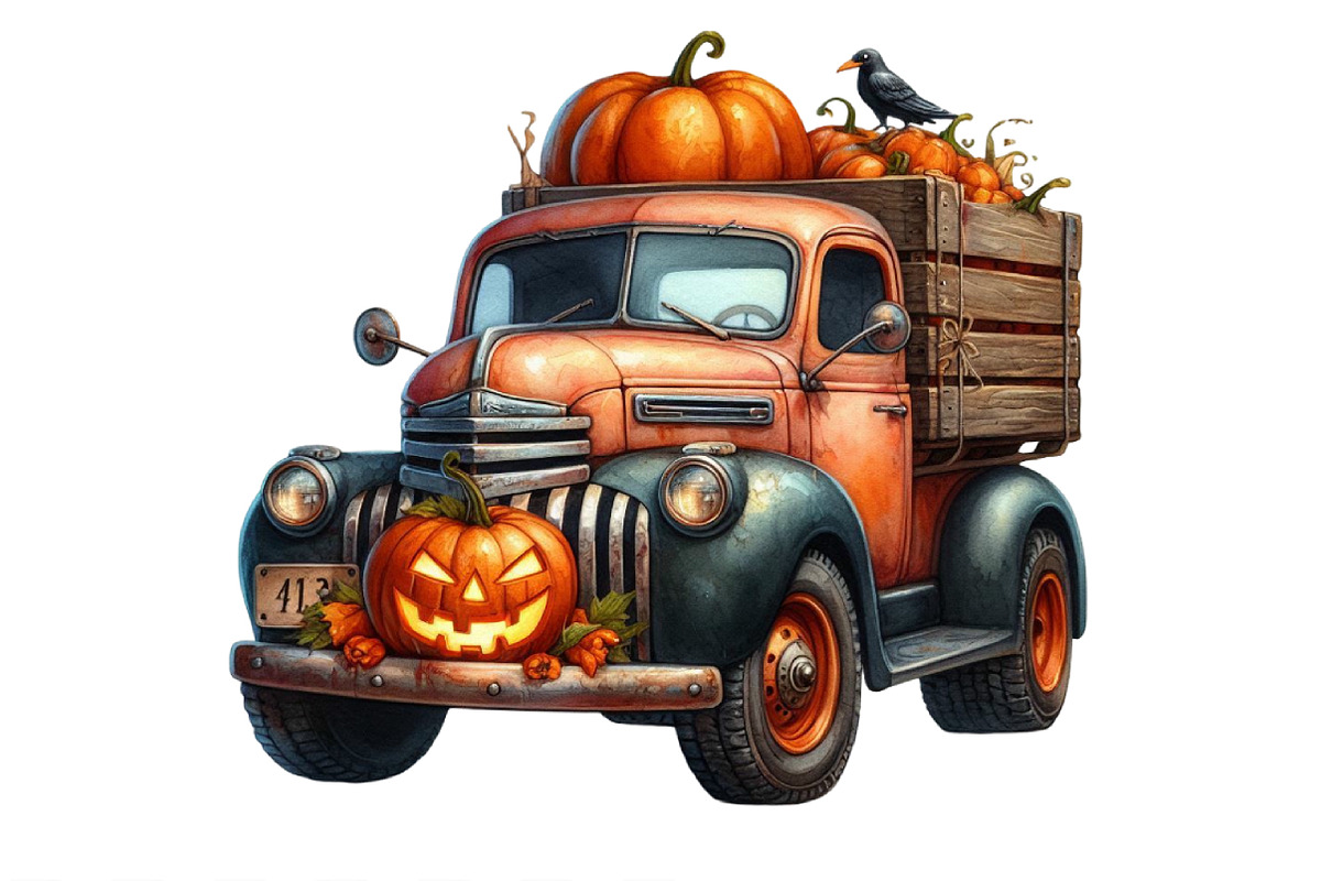 Fall Vintage Truck & Pumpkins, an Illustration by Designking (Photo 3 of 4)