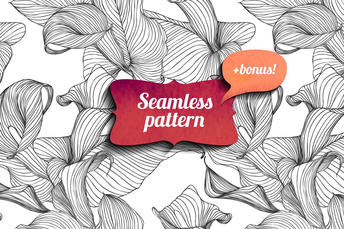 Calla seamless pattern + bonus, a Pattern Graphic by Crazy nook (Photo 1 of 2)