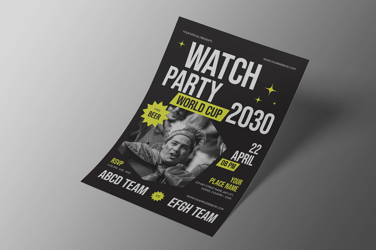Black World Cup Match Flyer, a Flyer Template by Neermana (Photo 3 of 4)