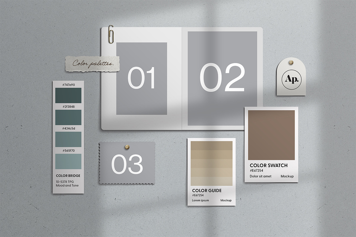 Color Palette Mood Board Mockup, a Books Magazine Mockup by