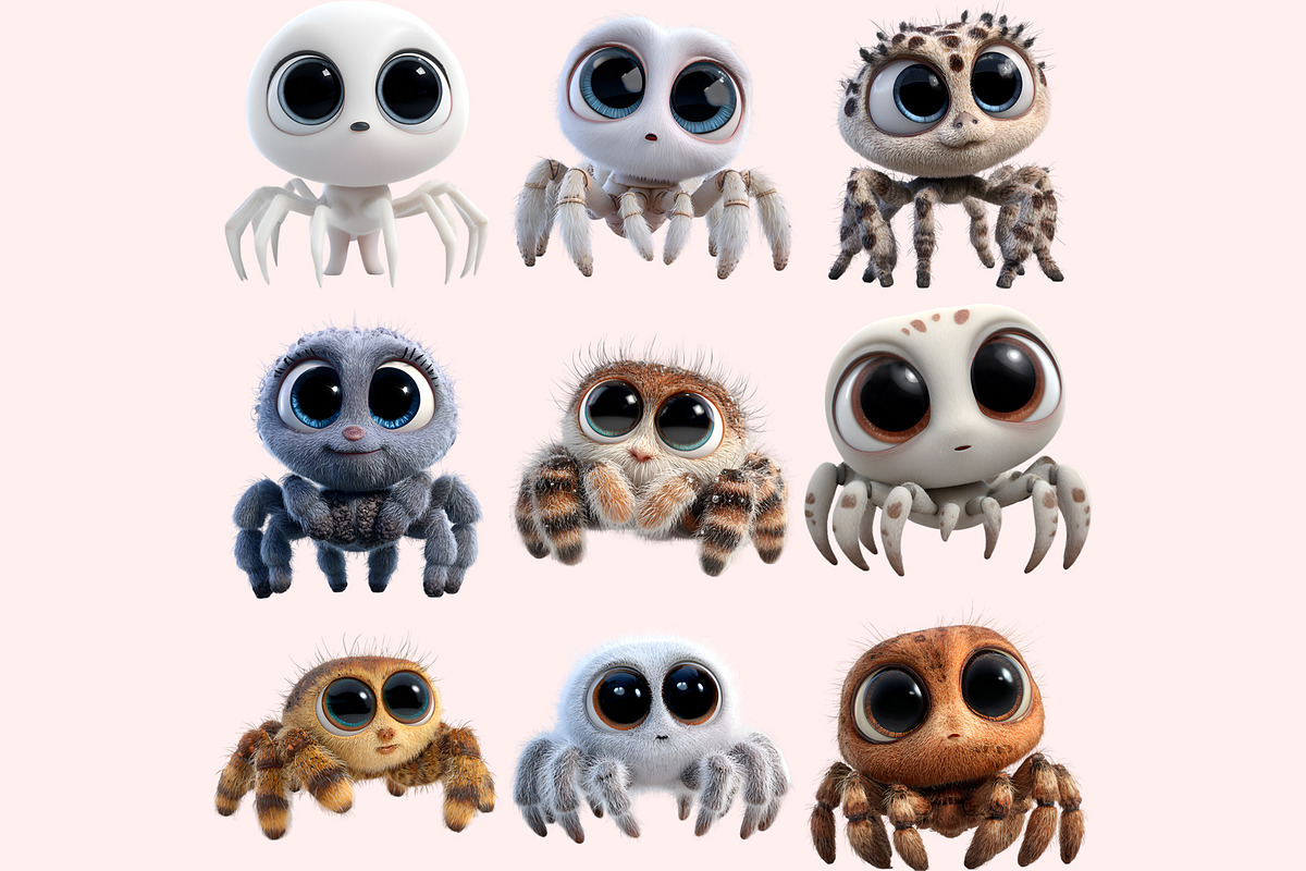 Cute Spider Clipart PNG Bundle, a Graphic by M9 Design (Photo 2 of 9)
