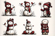Whimsical Christmas Snowman Clipart, an Illustration by Dream Creation (Thumbnail 4 of 6)