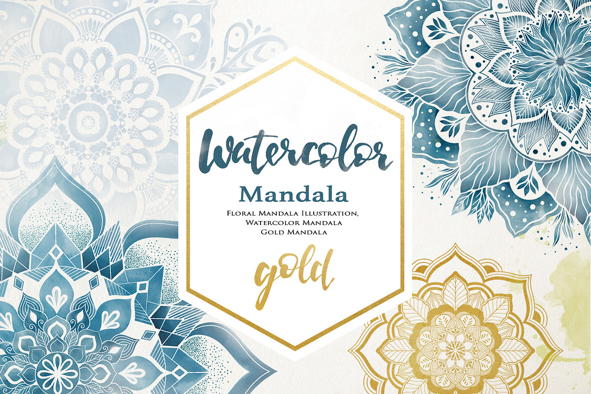 Watercolor & Gold Floral Mandala, a Decorative Illustration by Papatongartist (Photo 1 of 9)