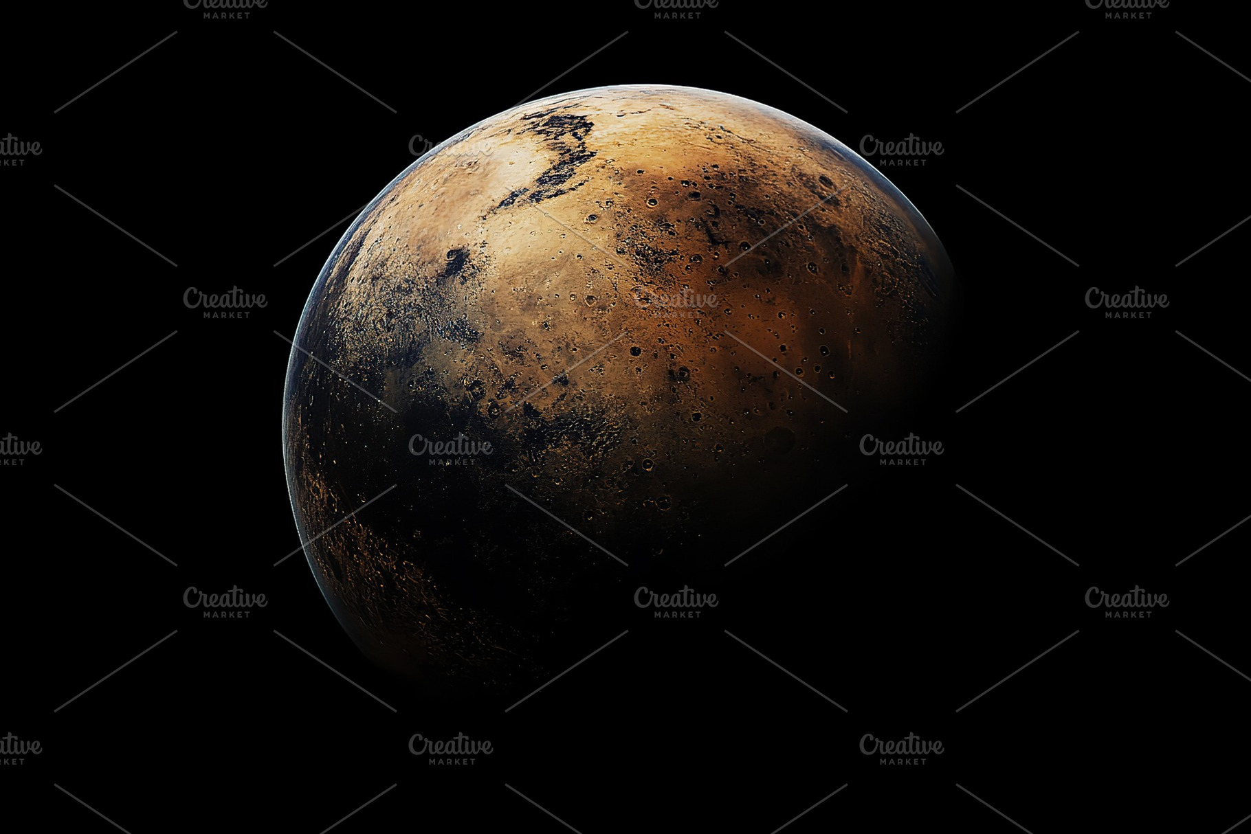 Beautiful planet Mars on a dark background, an Abstract Photo by AlyaAnd