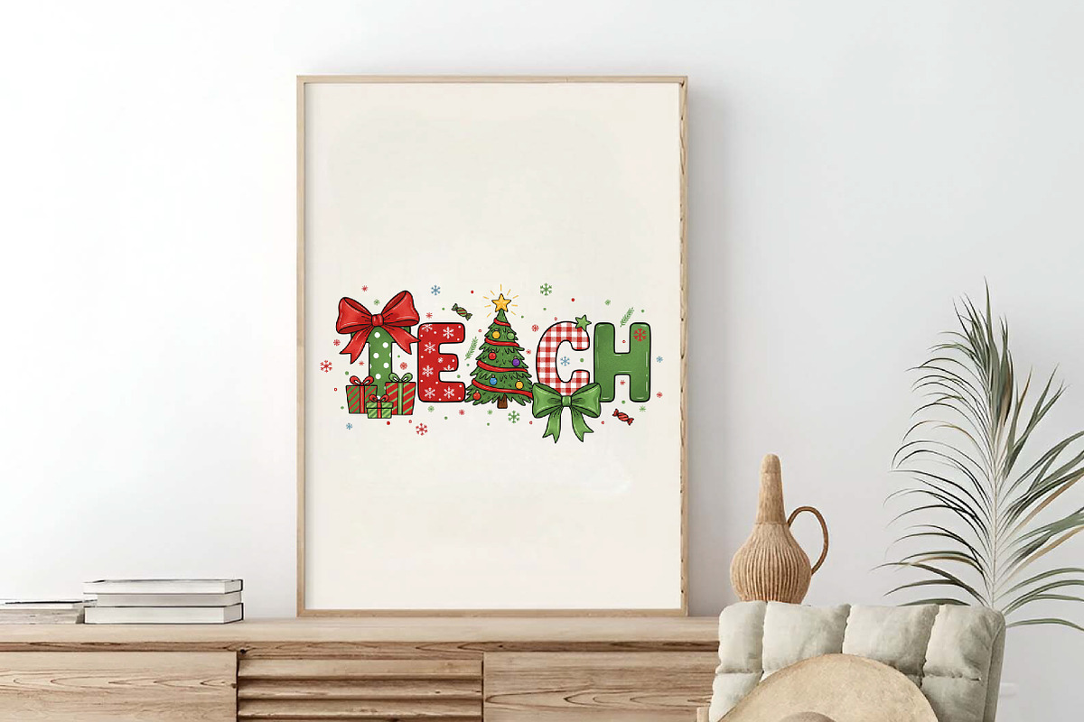 Coquette Christmas Teacher PNG, an Illustration by SinaCreation (Photo 3 of 7)