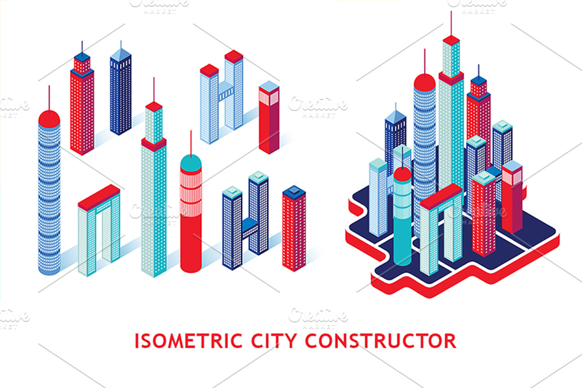 Isometric city constructor set, a Work Illustration by Anttoniu (Photo 2 of 3)