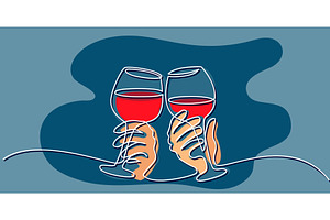 Wine glasses clinking cheers, a Person Illustration by Valenty