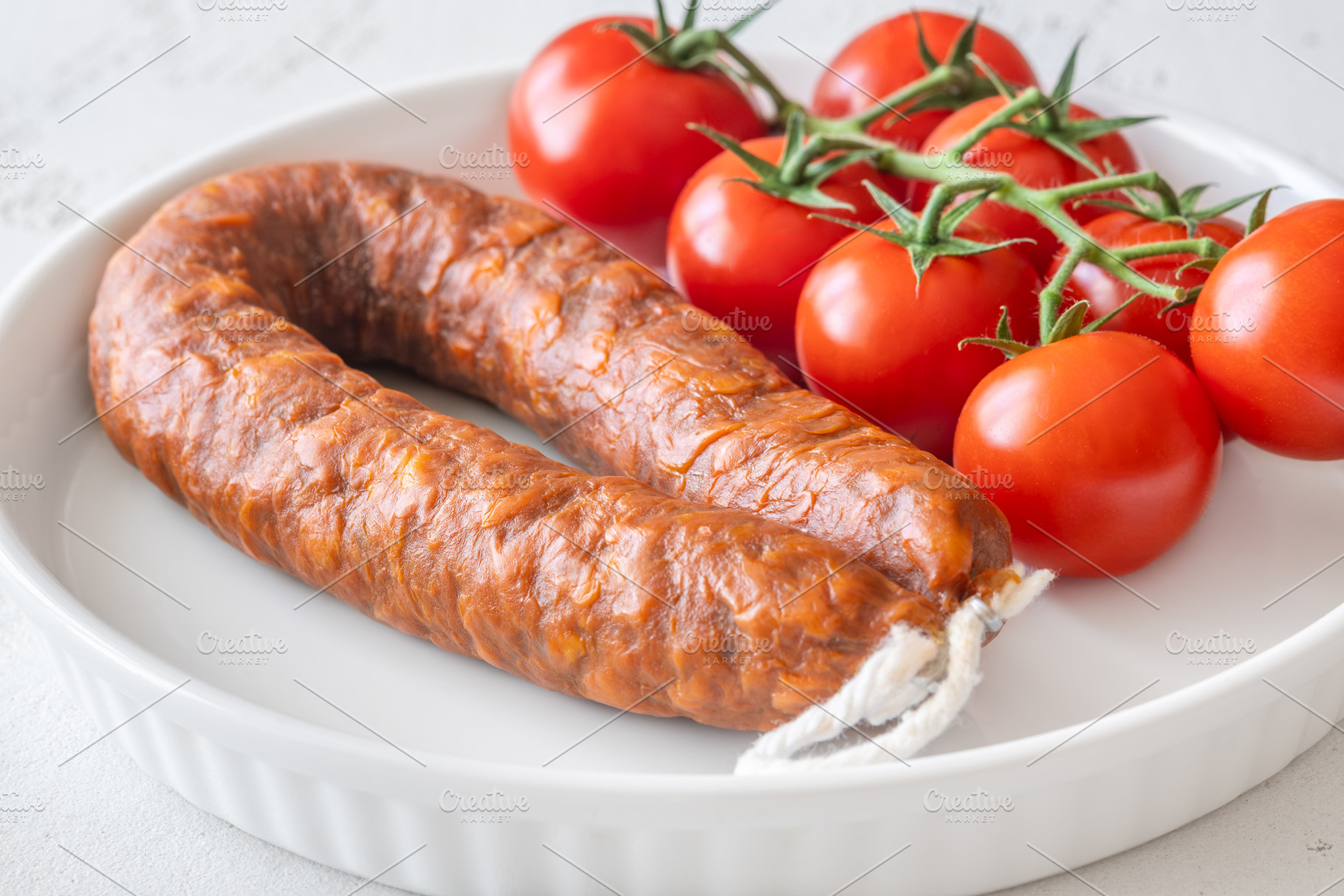 Curved Chorizo and Cherry Tomatoes, a Food & Drink Photo by Alexander Prokopenko