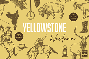 Vintage Western Illustration Pack, an Animal Illustration by Eldorado Design Co.
