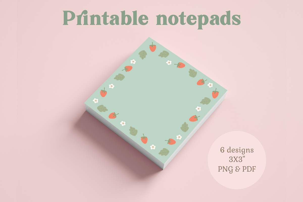Printable Strawberry Notepads, a Graphic by Nina Bered Illustration (Photo 3 of 3)