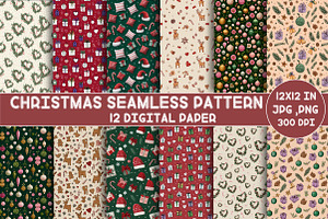 Watercolor Christmas Seamless Patter, an Illustration by Designking