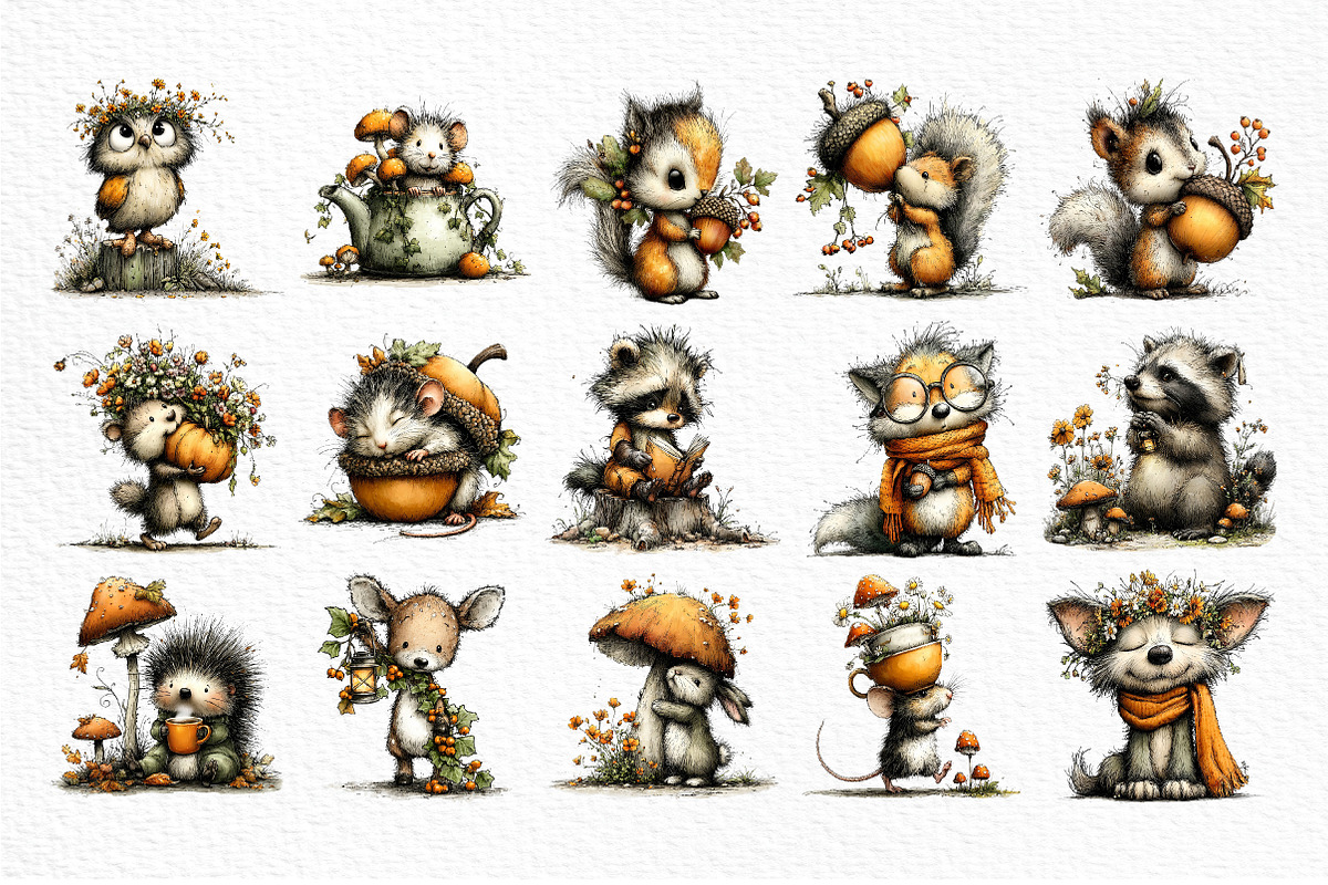 Quirky Woodland Animals PNG Clipart, a Seasonal Illustration by Craft Nest (Photo 6 of 6)