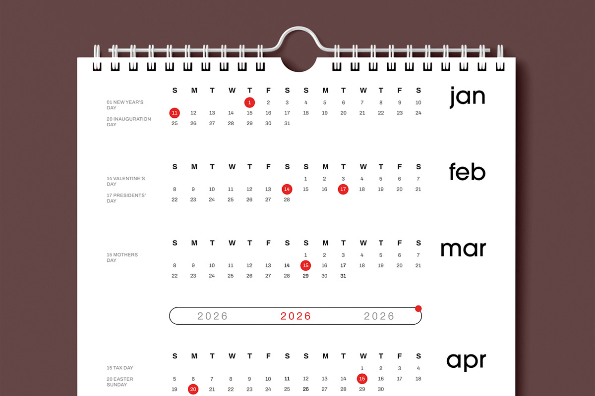 2026 Minimal Wall Calendar Template, a Stationery Template by MightyDesign (Photo 2 of 8)