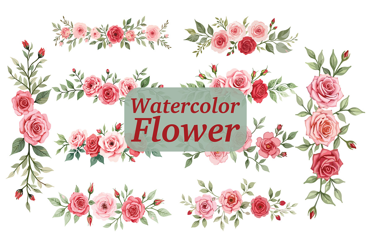 Blush Red Watercolor Roses, an Illustration by Creativeshirt (Photo 1 of 7)