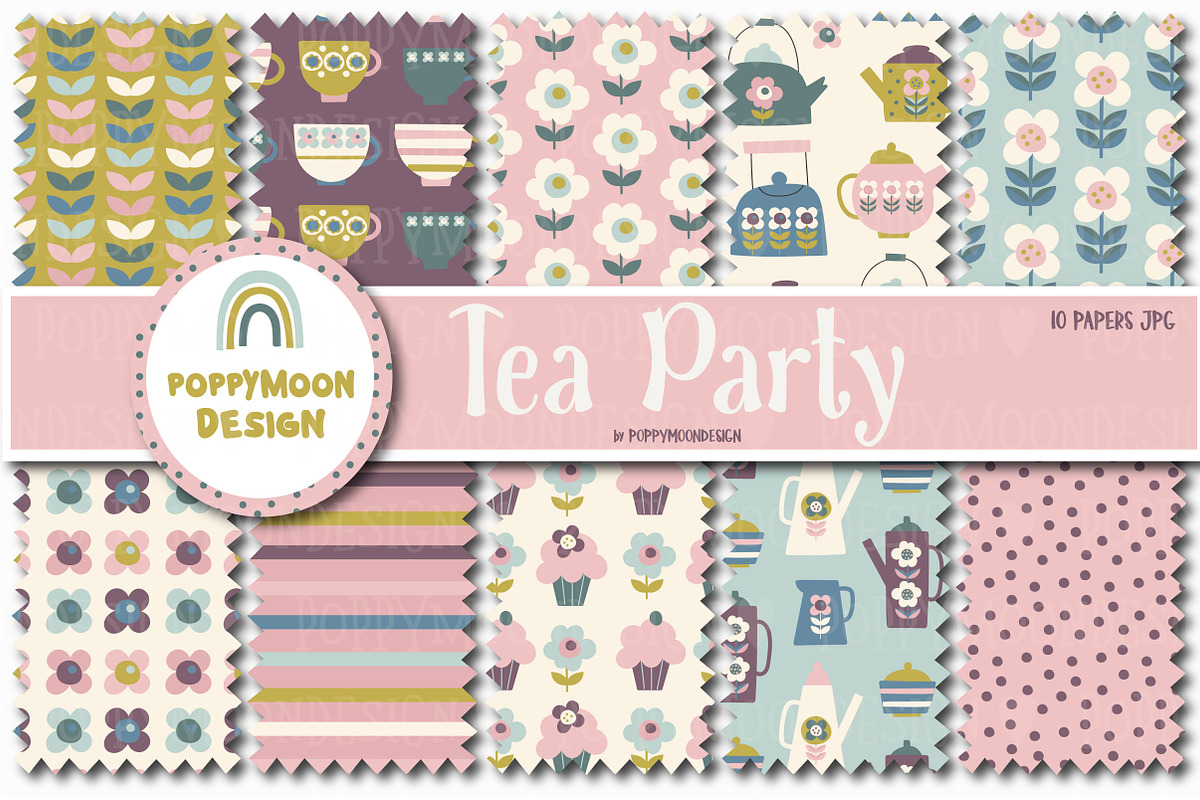 Tea Party and Clipart set, a Food Illustration by Poppymoondesign (Photo 3 of 10)
