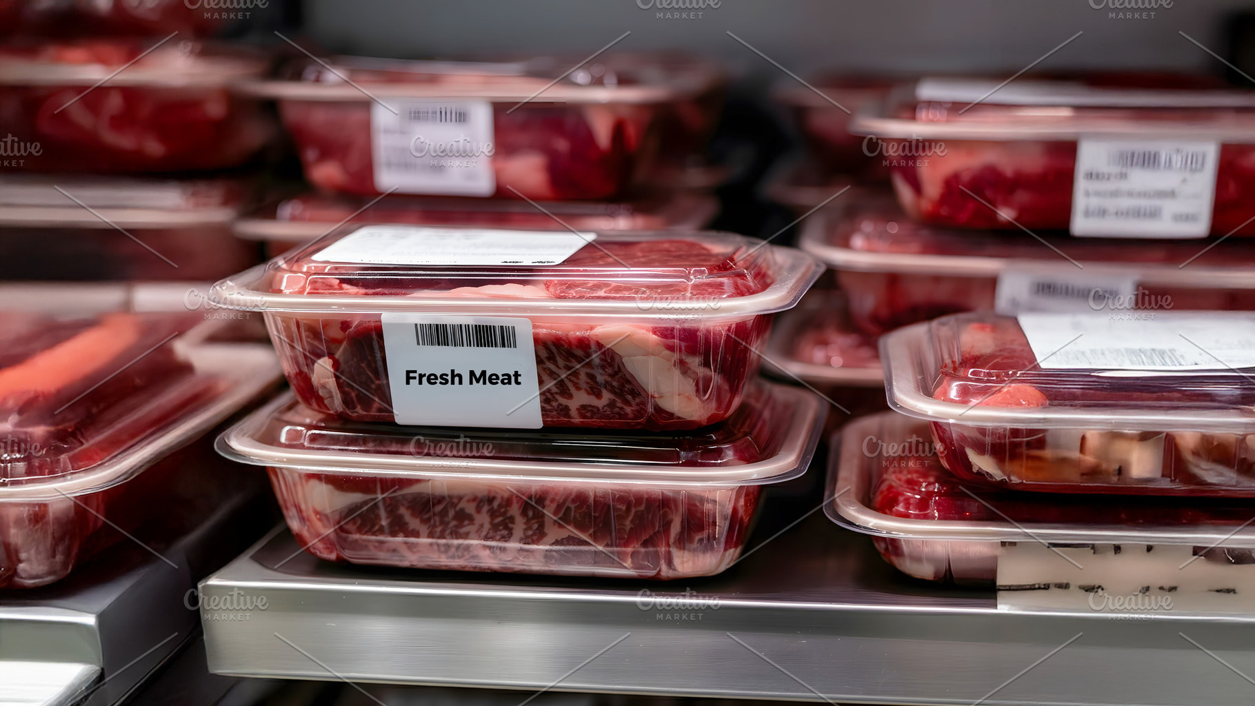 Fresh Meat Packaged on Display, a Food & Drink Photo by Stock Shape