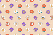 Cute groovy flowers set, backgrounds, a Decorative Illustration by PaperTrident (Thumbnail 8 of 8)