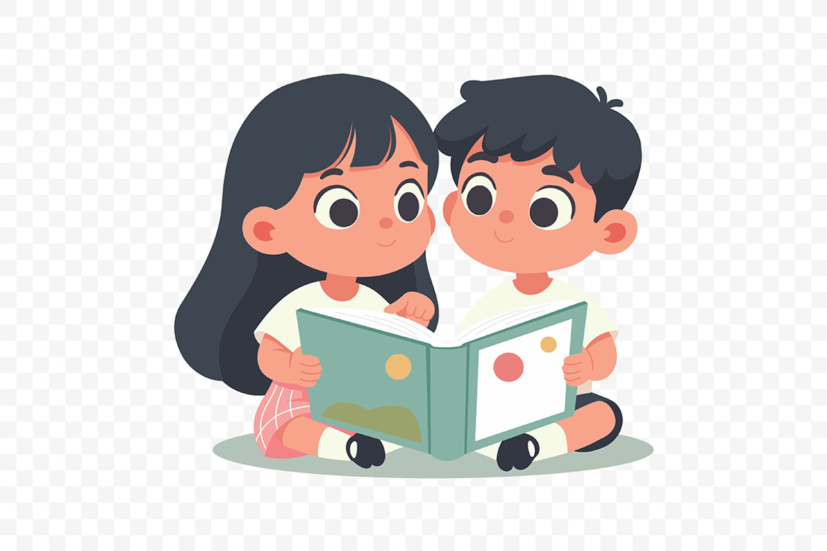 Boy Girl Study Time Illustration, a Person Illustration by Partikusi Design (Photo 3 of 3)