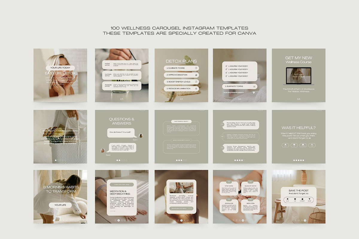 100 Wellness Carousel Templates, a Social Media Template by Instprofi | Studio Estimo (Photo 5 of 7)