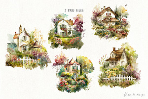 Watercolor Houses Clipart