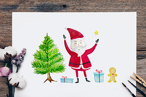 Christmas Set Clipart, Santa