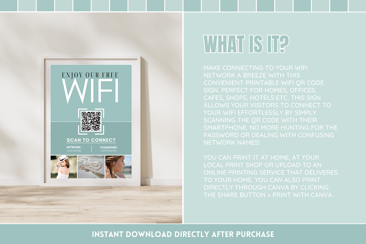 WiFi QR Code Sign - Green, a Marketing Template by SunshineStudioBoutique (Photo 2 of 10)