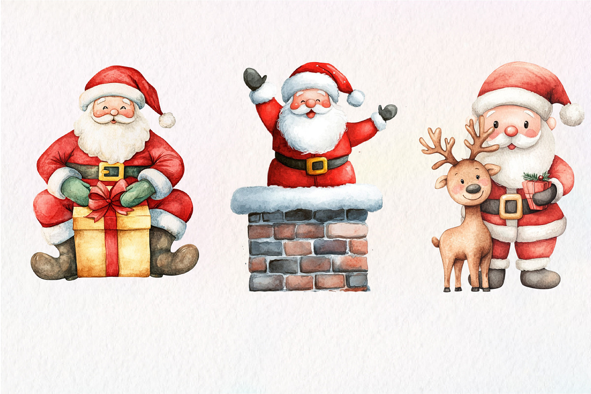 Adorable Santa Watercolor Clipart, an Illustration by Dream Creation (Photo 6 of 6)