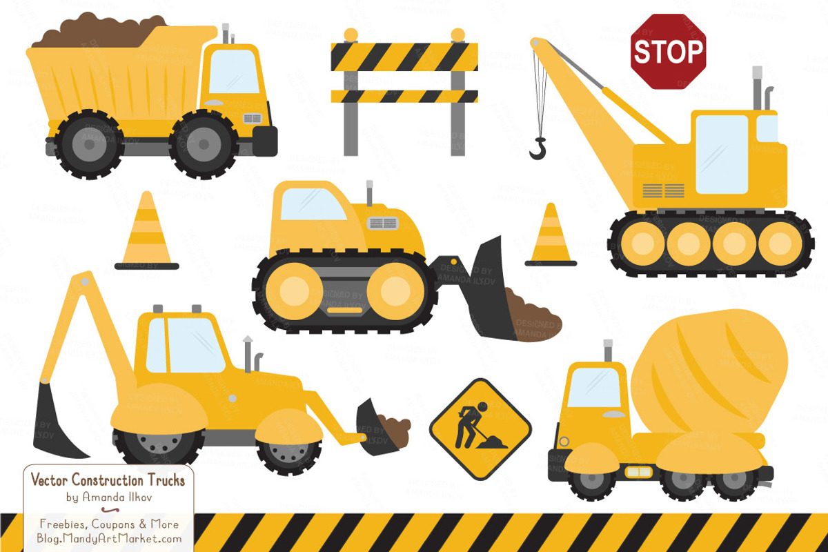 Sunshine Construction Trucks, an Illustration by Amanda Ilkov (Photo 1 of 2)