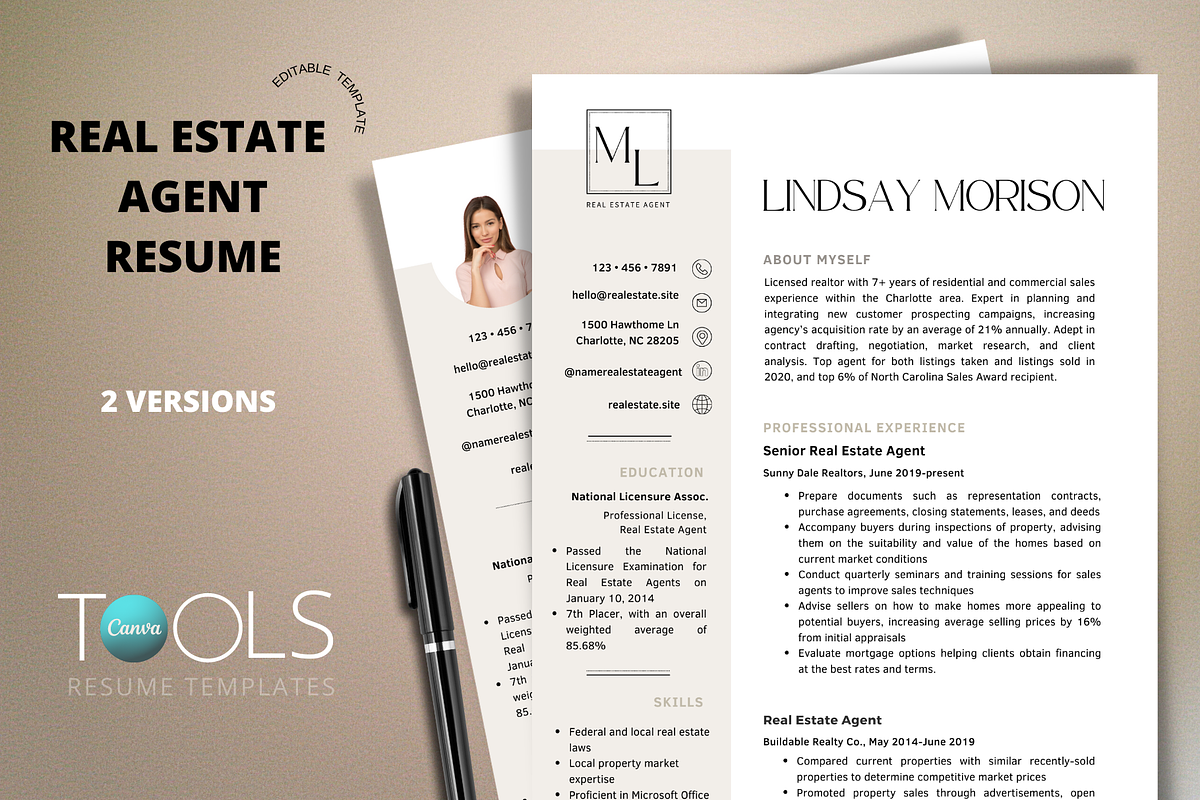 Real Estate Resume Template, a Resume Template by MediaKitTemplates (Photo 2 of 9)