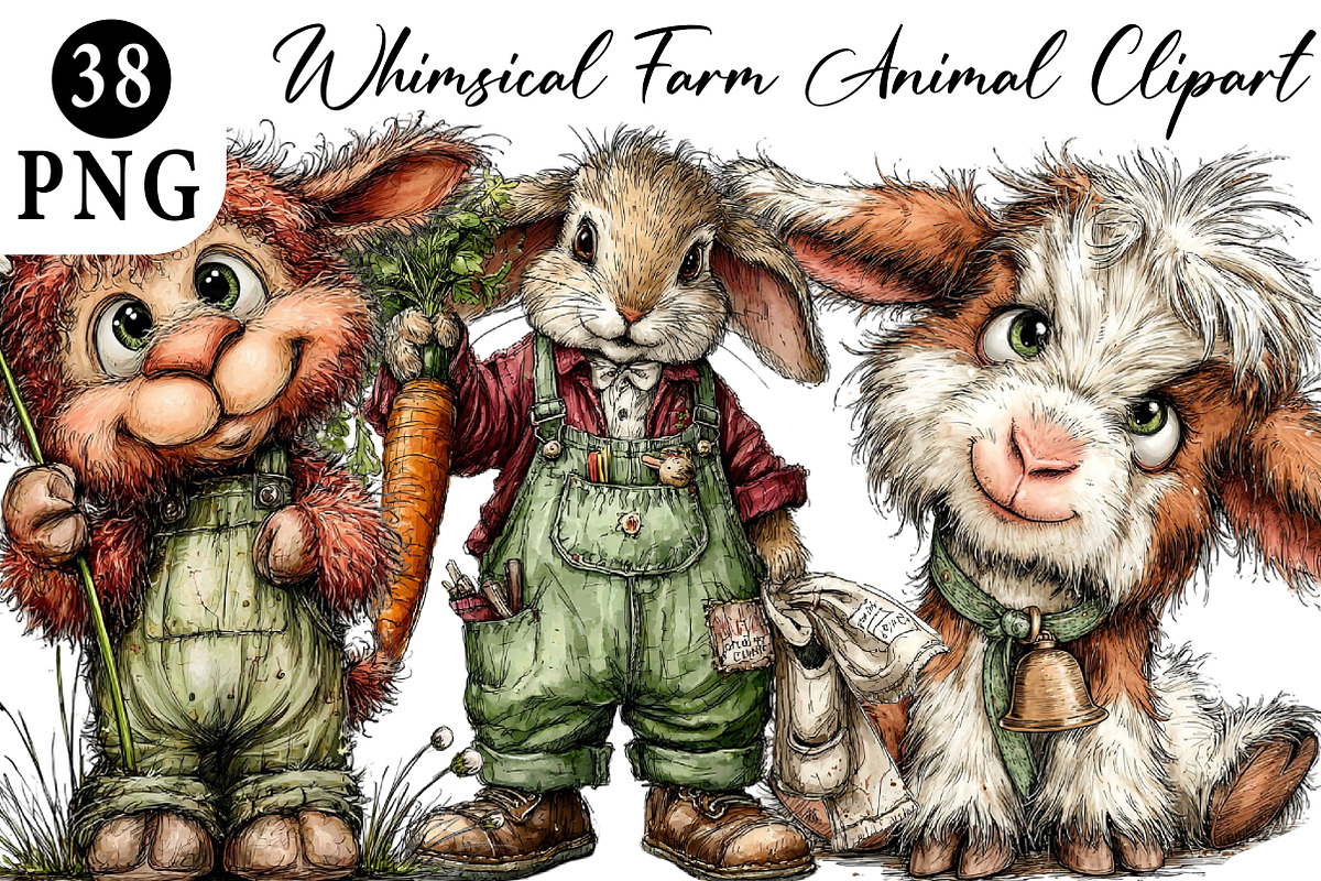 Whimsical Farm Animal Clipart Bundle, an Illustration by Daily.Designs (Photo 1 of 5)