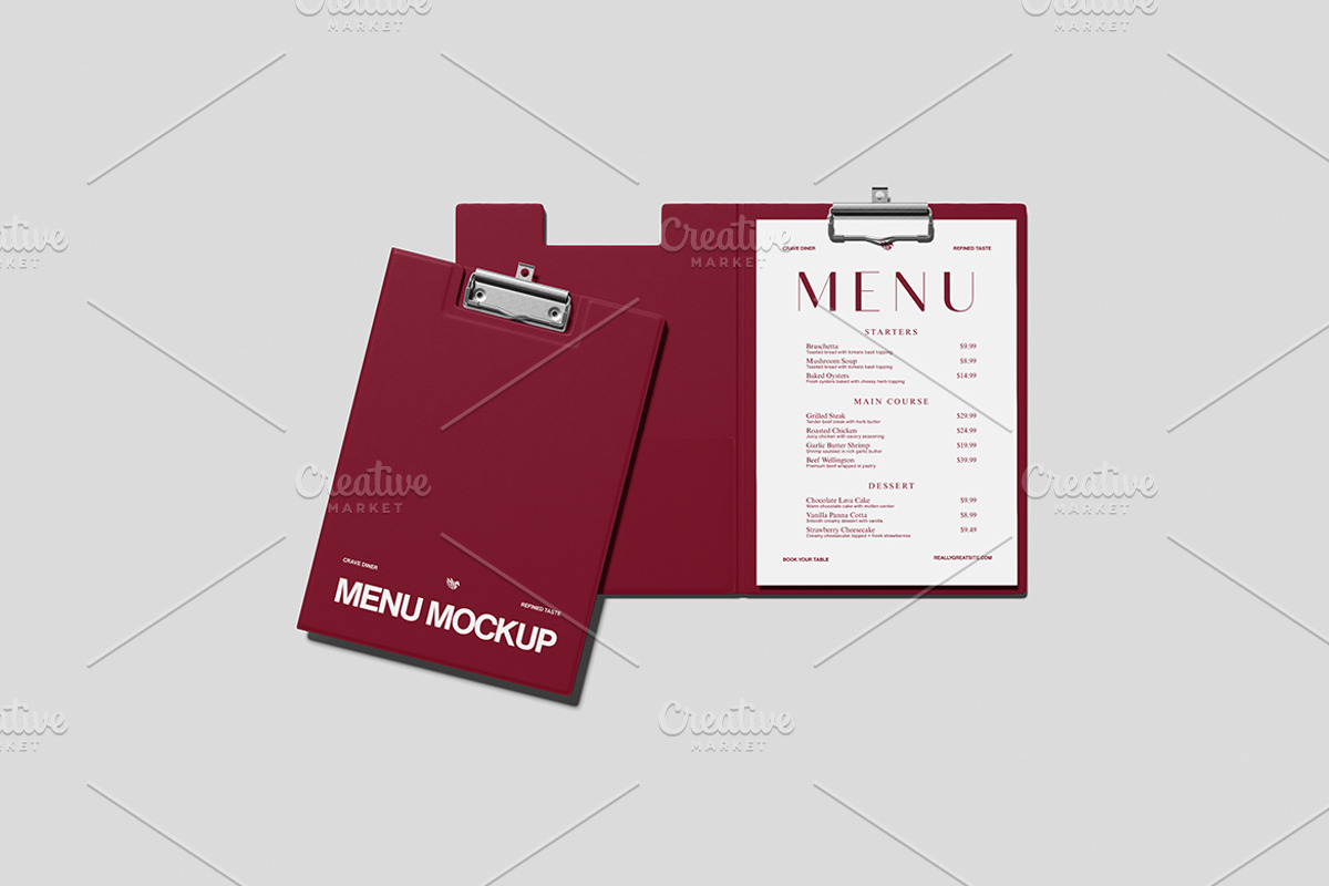 Restaurant Menu Mockup, a Books & Magazine Mockup by Gatamotion (Photo 2 of 5)