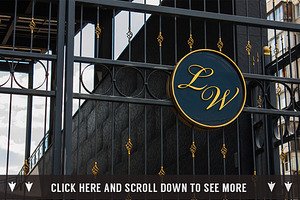 Metal Gate Mockup, Luxury Gold Sign