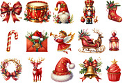Red Gold Christmas Clipart Bundle, an Illustration by Designking (Thumbnail 2 of 5)