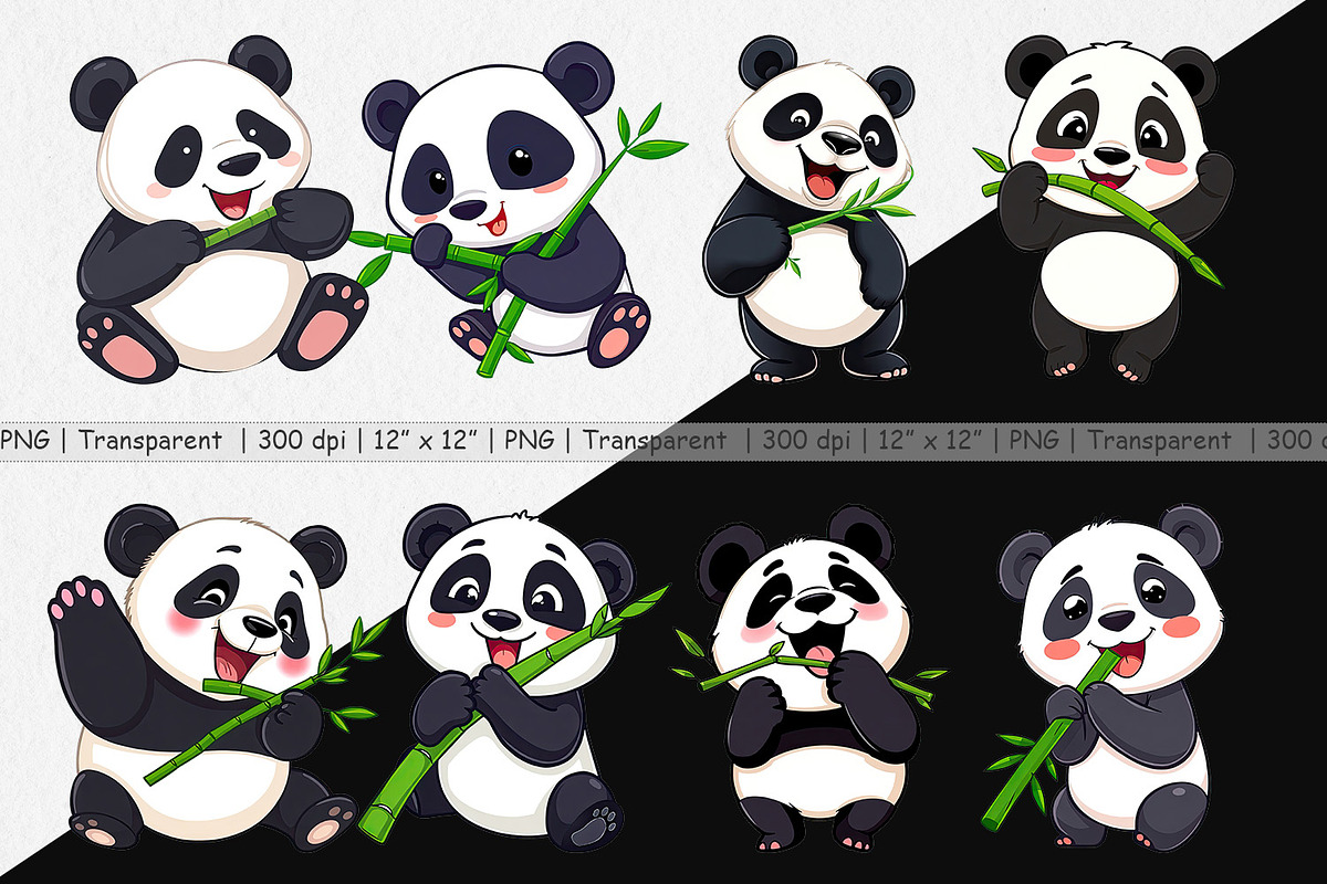 Panda with Bamboo Clipart, a Graphic by Artnoy (Photo 2 of 5)