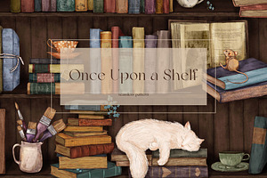 Once Upon a Shelf Seamless Pattern, a Pattern Graphic by MouseGrey