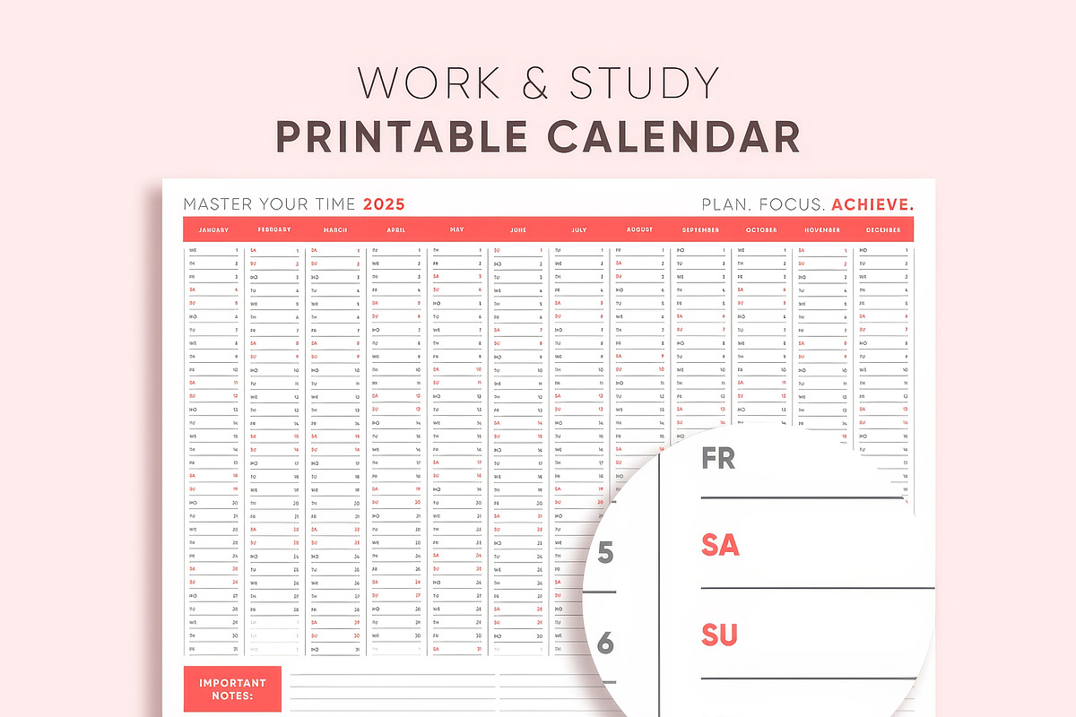 2025 Calendar Planner A4 A3 Formats, a Stationery Template by Takoyaki Shop (Photo 3 of 4)