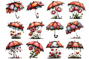 Whimsical Summer Floral Umbrella, an Illustration by DreamArtGraphic (Thumbnail 2 of 4)
