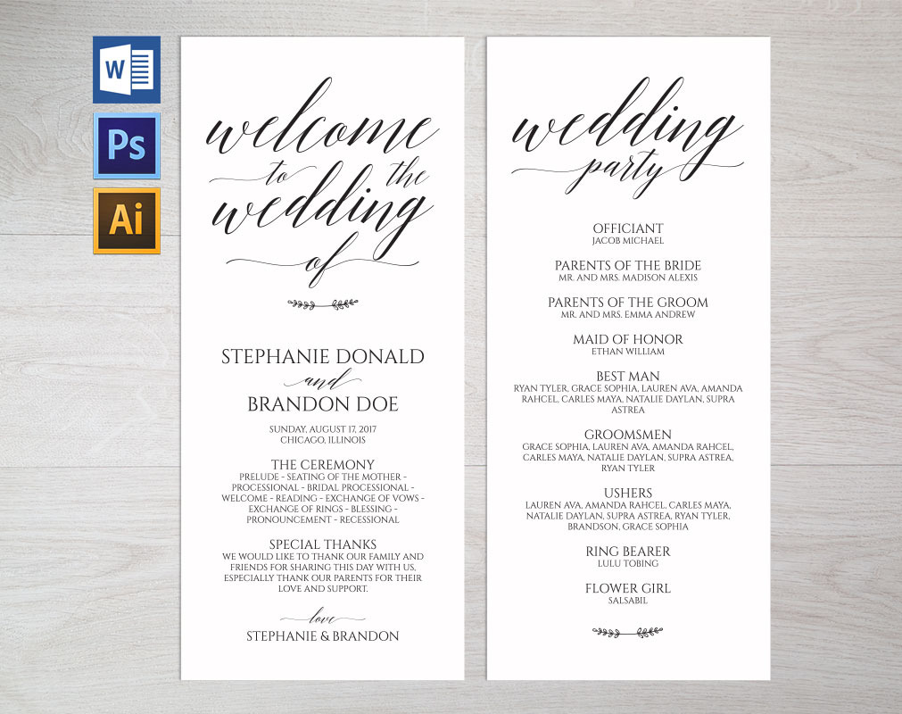 Rustic Wedding Program Template SHR1, an Invitation Template by Shafura ...