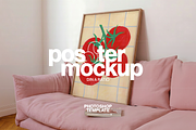 DIN A Angled Poster Mockup in Pink, an Advertising Mockup by WasMockups (Thumbnail 1 of 5)