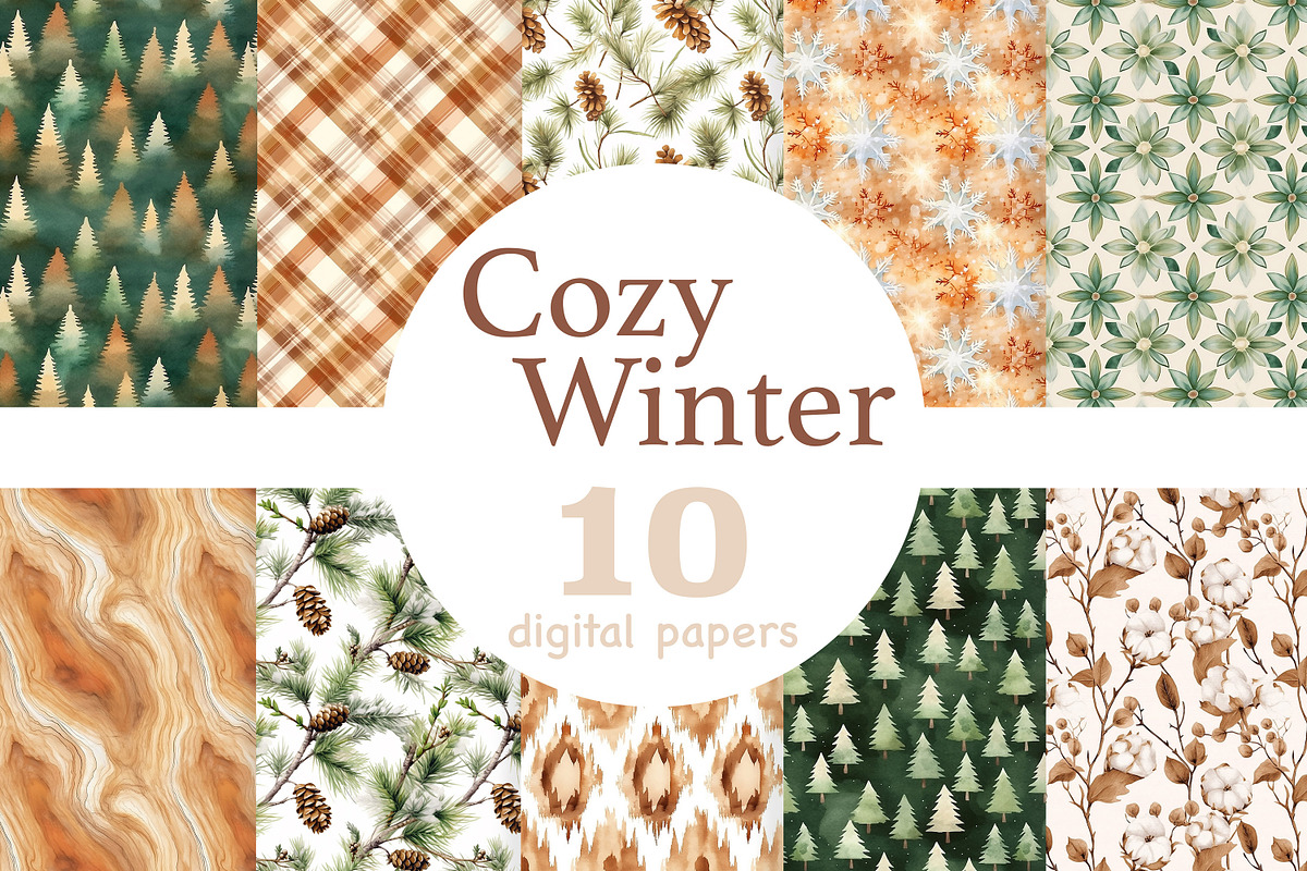 Cozy Winter Digital Paper, a Pattern Graphic by GlamArtZhanna (Photo 1 of 3)
