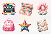 Kawaii Glitter School Clipart, an Illustration by CreationArt (Thumbnail 4 of 5)
