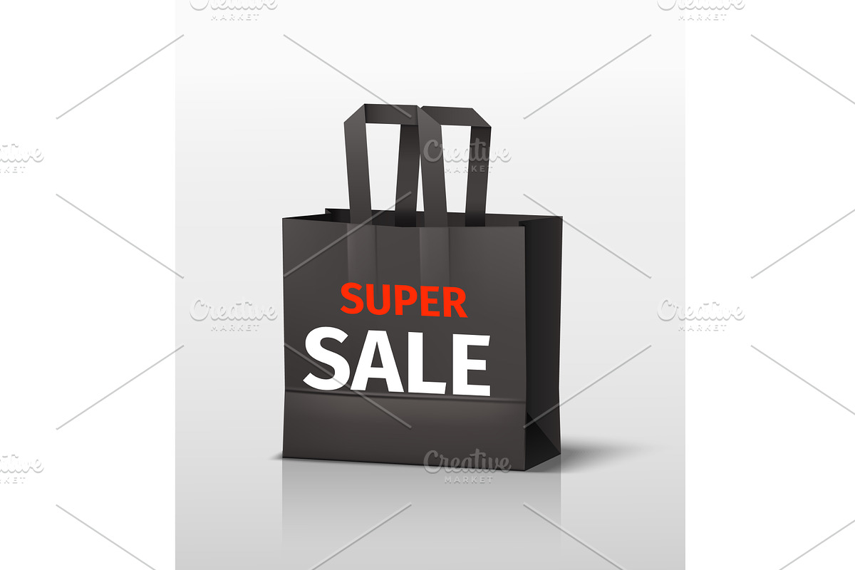 Black paper shopping bag with super, an Object Illustration by Vectorbuum