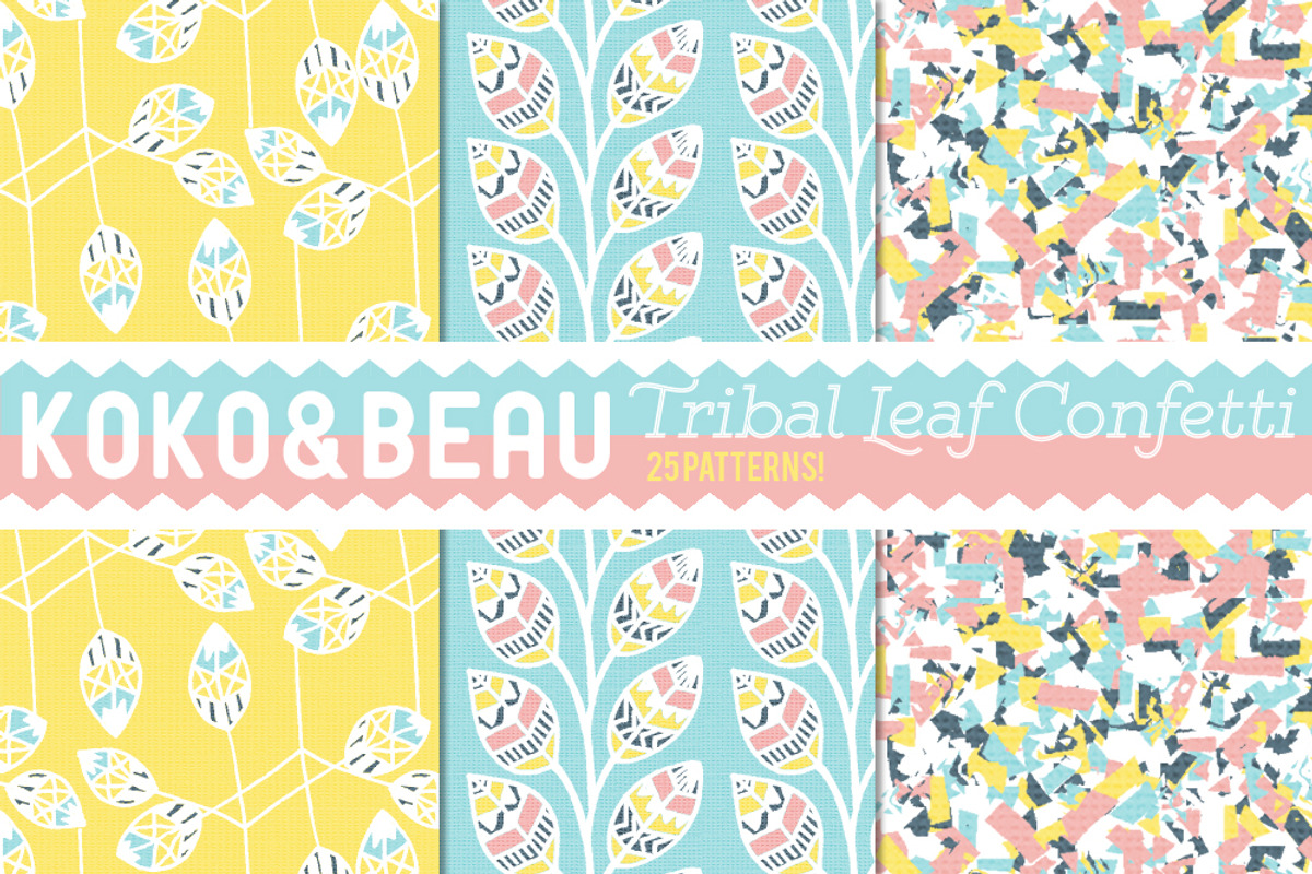 25 Tribal Leaf Confetti Patterns preview 3