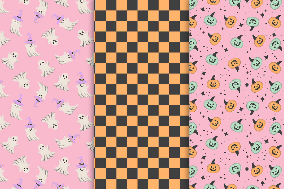 Pastel Halloween Seamless Patterns, a Pattern Graphic by The Audacious Brush (Photo 4 of 9)