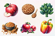 Watercolor Healthy Food Clipart, an Illustration by Dream Creation (Thumbnail 2 of 7)