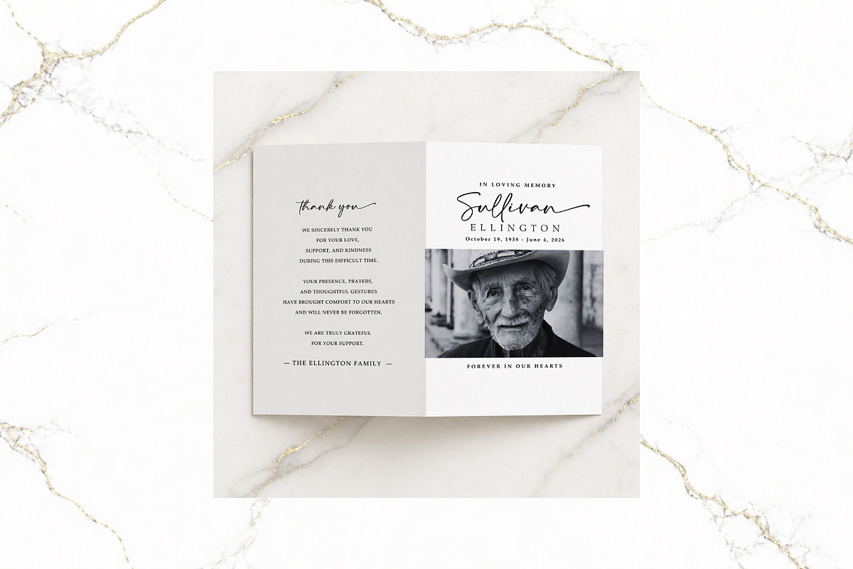 Funeral Bifold Program Canva FR003, a Brochure Template by TyphoonStudio (Photo 5 of 8)