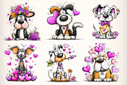 Quirky Valentines Dogs Clipart, an Illustration by Dream Creation (Thumbnail 5 of 6)